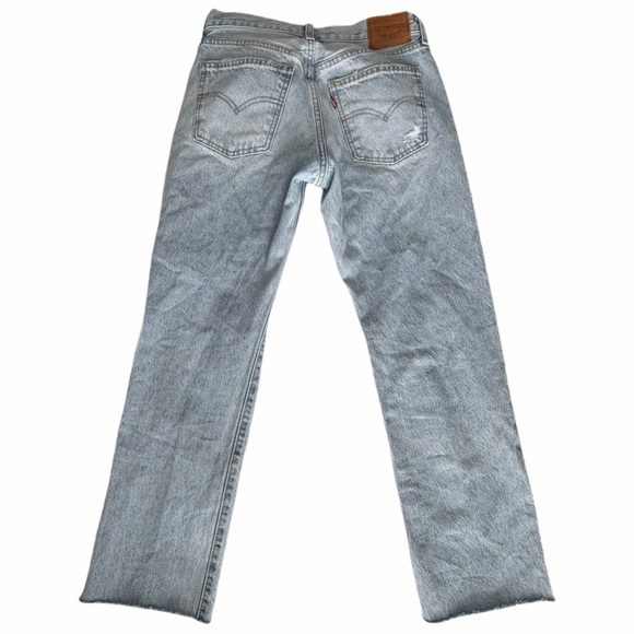Levi's Light Blue Relaxed Women Jeans 28x27 ripped light wash straight leg pants - Picture 7 of 15